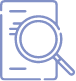 Illustrazione di un documento con lente di ingrandimento per accedere alla sezione 'Referti Online' di Eurofins Genoma.